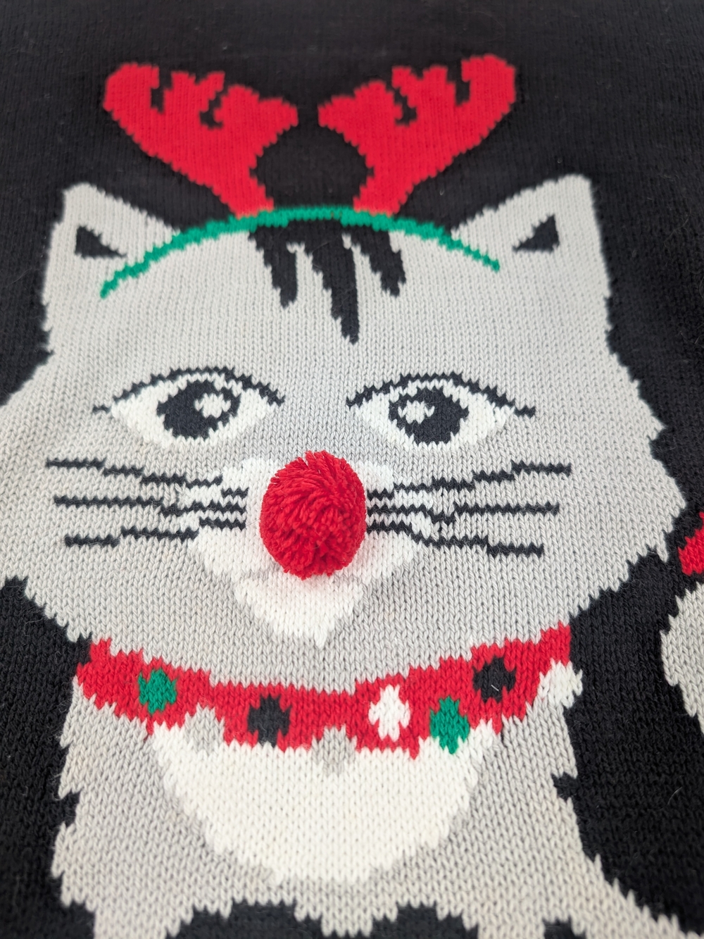 Holiday Cat "Meowy Christmas" Sweater - Black - Picture 3 of 6